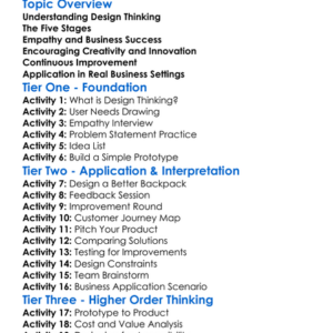 Design Thinking In Business Worksheet Activity Booklet
