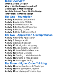 Designing For Mobile Devices Worksheet Activity Booklet