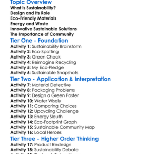 Designing For Sustainability Worksheet Activity Booklet