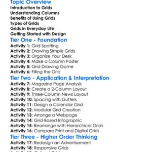 Designing With Grids And Columns Worksheet Activity Booklet
