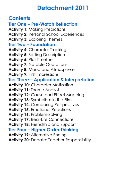 Detachment 2011 Worksheet Activity Booklet