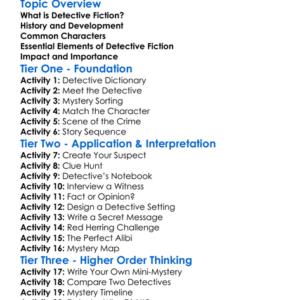 Detective Fiction Worksheet Activity Booklet
