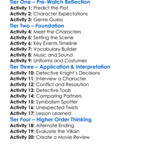 Detective Knight Redemption 2022 Worksheet Activity Booklet