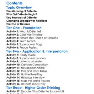 Detente And Changing Superpower Relations Worksheet Activity Booklet