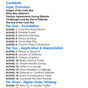 Detente And The End Of The Cold War Worksheet Activity Booklet