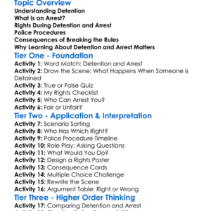 Detention And Arrest Worksheet Activity Booklet