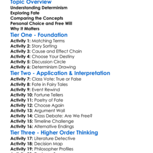 Determinism And Fate Worksheet Activity Booklet