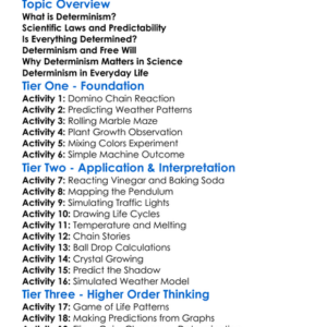 Determinism In Science Worksheet Activity Booklet