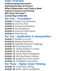 Determinism Versus Chance Worksheet Activity Booklet
