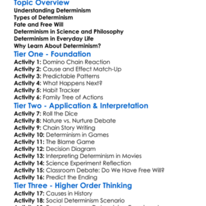 Determinism Worksheet Activity Booklet
