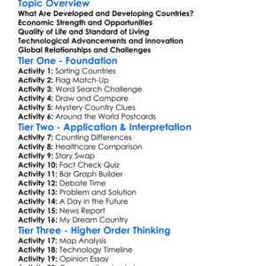 Developed Vs Developing Countries Worksheet Activity Booklet