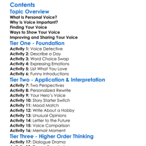 Developing A Personal Voice In Writing Worksheet Activity Booklet