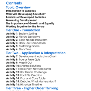 Developing And Developed Societies Worksheet Activity Booklet
