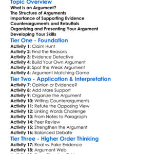 Developing Arguments In Essays Worksheet Activity Booklet