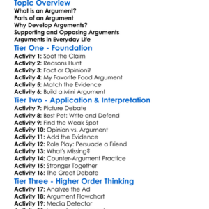 Developing Arguments Worksheet Activity Booklet