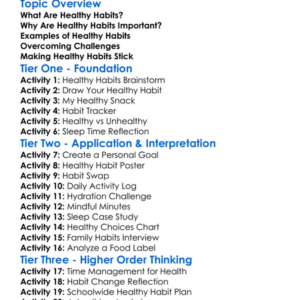 Developing Healthy Habits Worksheet Activity Booklet