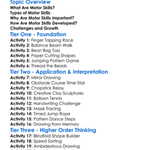 Developing Motor Skills Worksheet Activity Booklet