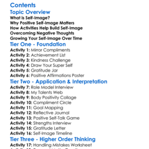 Developing Positive Self-Image Through Activity Worksheet Activity Booklet