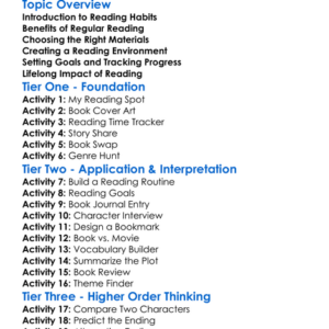 Developing Reading Habits Worksheet Activity Booklet