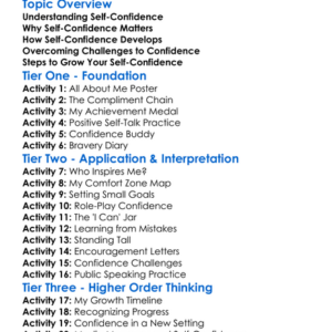Developing Self-Confidence Worksheet Activity Booklet