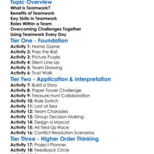 Developing Teamwork Worksheet Activity Booklet