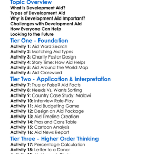 Development Aid Worksheet Activity Booklet