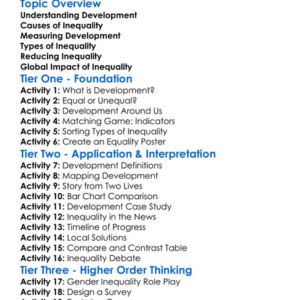 Development And Inequality Worksheet Activity Booklet