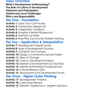 Development Anthropology Worksheet Activity Booklet