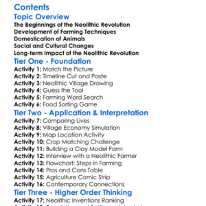 Development Of Agriculture And The Neolithic Revolution Worksheet Activity Booklet