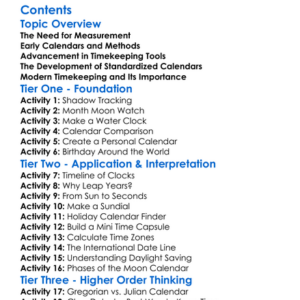 Development Of Calendars And Timekeeping Worksheet Activity Booklet