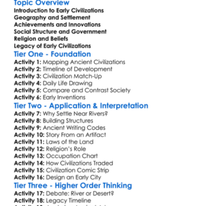 Development Of Early Civilizations Worksheet Activity Booklet