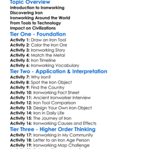 Development Of Ironworking Worksheet Activity Booklet
