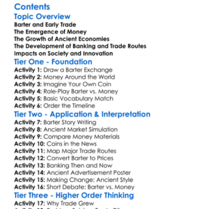 Development Of Money And Ancient Economies Worksheet Activity Booklet