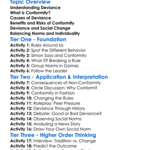 Deviance And Conformity Worksheet Activity Booklet