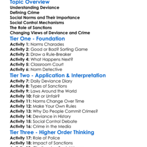 Deviance Crime And Social Control Worksheet Activity Booklet