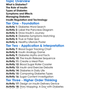 Diabetes And Insulin Regulation Worksheet Activity Booklet