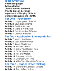Dialect And Language Worksheet Activity Booklet