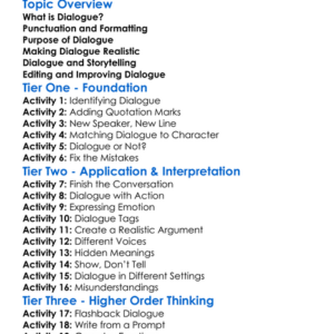 Dialogue In Writing Worksheet Activity Booklet
