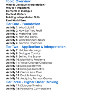 Dialogue Interpretation Worksheet Activity Booklet