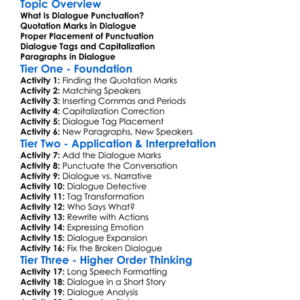 Dialogue Punctuation Worksheet Activity Booklet