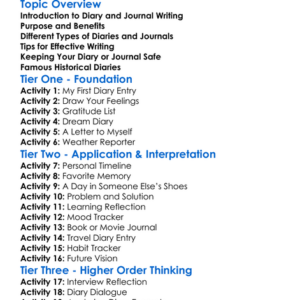 Diary And Journal Writing Worksheet Activity Booklet