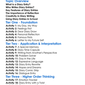 Diary Entries Worksheet Activity Booklet