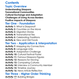 Diaspora And Transnational Communities Worksheet Activity Booklet
