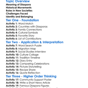 Diaspora Communities Worksheet Activity Booklet
