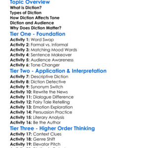 Diction Worksheet Activity Booklet