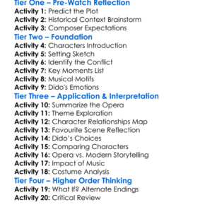 Dido  Aeneas 1995 Worksheet Activity Booklet