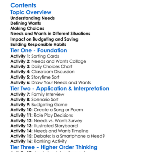 Difference Between Needs And Wants Worksheet Activity Booklet