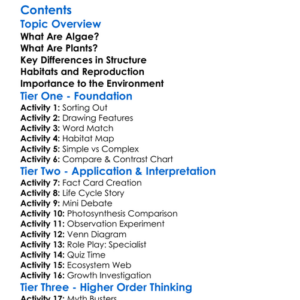 Differences Between Algae And Plants Worksheet Activity Booklet