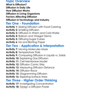 Diffusion Worksheet Activity Booklet