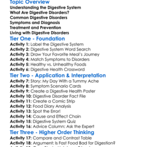 Digestive Disorders Worksheet Activity Booklet
